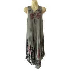 Fashion Force- Gray Batik Print Boho Sundress Free Size